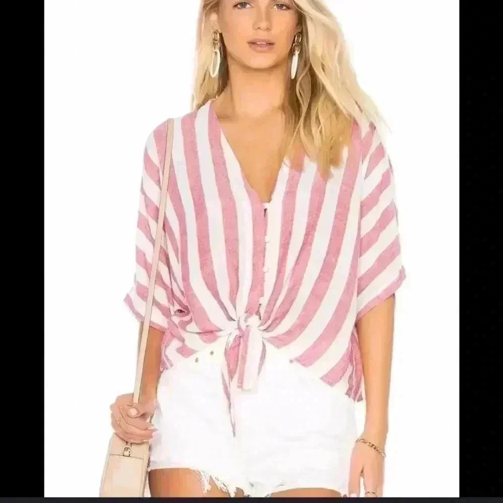 Rails Thea Tie Front Linen Button Up in Seville S… - image 3